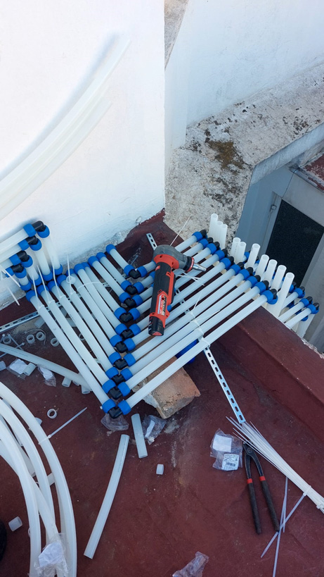 Instalación completa de fontanería de bajantes y acomodada